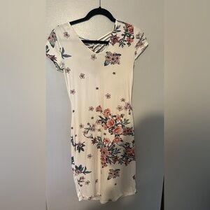 No Boundaries Cream and Pink Floral Midi Dress